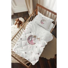 Talia Home Beyaz Ay'da Oturan Kız Desenli Bebek Beşik Uyku Seti TLABG-085