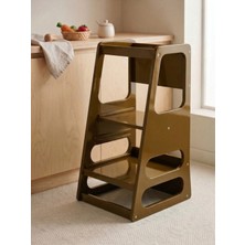 ALMITAL Kaidan Ocre Renk Çocuk Öğrenme Kulesi-Etkinlik Kulesi Ayarlanabilir Basamaklı Doğal MDF