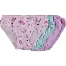 Kız 2-13 Yaş Kedi Desenli Slip Külot