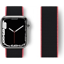 Pileli Store Pilelistore   Apple Watch 38MM Hasırlı Cırtcırtlı Kordon - Pembe-Siyah