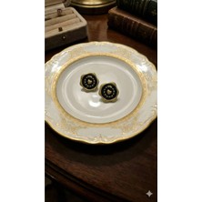 Lu Atelier Seal Of Love El Yapımı Küpe | Siyah Altın & Pembe Altın Mühür Tasarım Polimer Kil Küpe