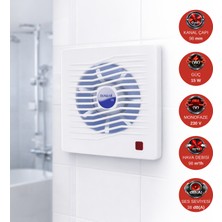 Dündar 15x15 cm L-10 2200 D/D 220 230 Volt Monofaze Ev Tipi Plastik Banyo Tuvalet Fanı Lüks Aspiratör