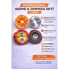 Irişka 4 Parça (115 Mm) Mermer Inox Ahşap Metal Flap Kesici Kesme Disk Spiral Avuç Içi Taşlama Zımpara Seti
