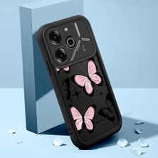 HONTINGA Tecno Pova 6 Pro ile Uyumlu Kılıfı Düşüme Önleyici Basitlik Anti Düşme Kamera Korumali Şirin Kedi Kelebek Siyah Desen Yumuşak Silikon Telefon Kılıfı Kadın ve Erkek Için Uygundur K2-0411