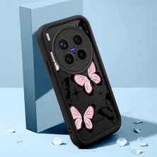 HONTINGA Vivo X300 Pro ile Uyumlu Kılıfı Düşüme Önleyici Basitlik Anti Düşme Kamera Korumali Şirin Kedi Kelebek Siyah Desen Yumuşak Silikon Telefon Kılıfı Kadın ve Erkek Için Uygundur K2-0411