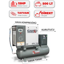 GAP Kompresör Hava Kompresörü Depo Üstü Vidalı 15HP 500LT GPV-15A