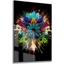 Tink Modern Dekoratif Tablo, Cam Görünümlü, Pvc, Yapışkanlı, Kolay Montaj, Uv Baskılı Mandala Desenli