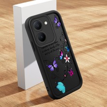HONTINGA Vivo Y36 5g ile Uyumlu Kılıfı Düşüme Önleyici Basitlik Anti Düşme Kamera Korumali Şirin Kedi Kelebek Siyah Desen Yumuşak Silikon Telefon Kılıfı Kadın ve Erkek Için Uygundur K2-0411