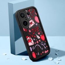 HONTINGA Vivo X200 Fe ile Uyumlu Kılıfı Düşüme Önleyici Basitlik Anti Düşme Kamera Korumali Şirin Kedi Kalp Siyah Desen Yumuşak Silikon Telefon Kılıfı Kadın ve Erkek Için Uygundur K2-0410