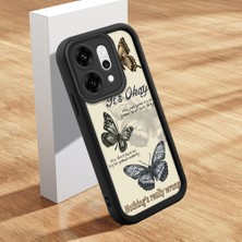 HONTINGA Oppo Reno 14 Pro 5g ile Uyumlu Kılıfı Düşüme Önleyici Basitlik Anti Düşme Kamera Korumali Şirin Kedi Kelebek Siyah Desen Yumuşak Silikon Telefon Kılıfı Kadın ve Erkek Için Uygundur K2-0412