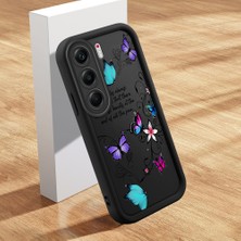 HONTINGA Tecno Camon 40 ile Uyumlu Kılıfı Düşüme Önleyici Basitlik Anti Düşme Kamera Korumali Şirin Kedi Kelebek Siyah Desen Yumuşak Silikon Telefon Kılıfı Kadın ve Erkek Için Uygundur K2-0411