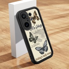 HONTINGA Vivo X200 Fe ile Uyumlu Kılıfı Düşüme Önleyici Basitlik Anti Düşme Kamera Korumali Şirin Kedi Kelebek Siyah Desen Yumuşak Silikon Telefon Kılıfı Kadın ve Erkek Için Uygundur K2-0412