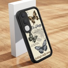 HONTINGA Vıvo Y31 5g ile Uyumlu Kılıfı Düşüme Önleyici Basitlik Anti Düşme Kamera Korumali Şirin Kedi Kelebek Siyah Desen Yumuşak Silikon Telefon Kılıfı Kadın ve Erkek Için Uygundur K2-0412