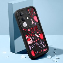 HONTINGA Vivo Y29 ile Uyumlu Kılıfı Düşüme Önleyici Basitlik Anti Düşme Kamera Korumali Şirin Kedi Kalp Siyah Desen Yumuşak Silikon Telefon Kılıfı Kadın ve Erkek Için Uygundur K2-0410