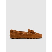 Cabani Taba Hakiki Deri Bağcıklı Günlük Loafer (Mokasen) Kadın Ayakkabı