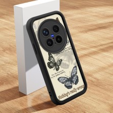 HONTINGA Vivo X300 Pro ile Uyumlu Kılıfı Düşüme Önleyici Basitlik Anti Düşme Kamera Korumali Şirin Kedi Kelebek Siyah Desen Yumuşak Silikon Telefon Kılıfı Kadın ve Erkek Için Uygundur K2-0412