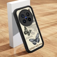 HONTINGA Vivo X200 Pro ile Uyumlu Kılıfı Düşüme Önleyici Basitlik Anti Düşme Kamera Korumali Şirin Kedi Kelebek Siyah Desen Yumuşak Silikon Telefon Kılıfı Kadın ve Erkek Için Uygundur K2-0412