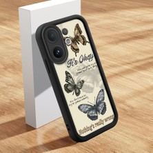 HONTINGA Vıvo V60 ile Uyumlu Kılıfı Düşüme Önleyici Basitlik Anti Düşme Kamera Korumali Şirin Kedi Kelebek Siyah Desen Yumuşak Silikon Telefon Kılıfı Kadın ve Erkek Için Uygundur K2-0412