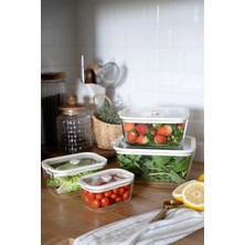 Dekorz Dükkan Purefresh 4lü Krem Sızdırmaz Vakum Kapaklı Cam Saklama Kabı