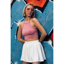 Lamodemapass Kadın Pembe Sırtı Açık Crop Top BLZ-00254