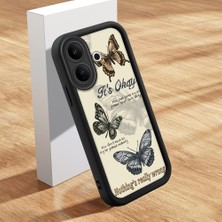 HONTINGA Vıvo V60 Lite ile Uyumlu Kılıfı Düşüme Önleyici Basitlik Anti Düşme Kamera Korumali Şirin Kedi Kelebek Siyah Desen Yumuşak Silikon Telefon Kılıfı Kadın ve Erkek Için Uygundur K2-0412