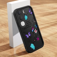 HONTINGA Vıvo Y31 5g ile Uyumlu Kılıfı Düşüme Önleyici Basitlik Anti Düşme Kamera Korumali Şirin Kedi Kelebek Siyah Desen Yumuşak Silikon Telefon Kılıfı Kadın ve Erkek Için Uygundur K2-0411