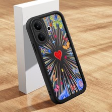 HONTINGA Vıvo V60 Lite ile Uyumlu Kılıfı Düşüme Önleyici Basitlik Anti Düşme Kamera Korumali Şirin Kedi Kalp Siyah Desen Yumuşak Silikon Telefon Kılıfı Kadın ve Erkek Için Uygundur K2-0413