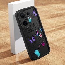 HONTINGA Vivo X200 Fe ile Uyumlu Kılıfı Düşüme Önleyici Basitlik Anti Düşme Kamera Korumali Şirin Kedi Kelebek Siyah Desen Yumuşak Silikon Telefon Kılıfı Kadın ve Erkek Için Uygundur K2-0411