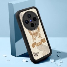HONTINGA Vivo X300 ile Uyumlu Kılıfı Düşüme Önleyici Basitlik Anti Düşme Kamera Korumali Şirin Kedi Kelebek Siyah Desen Yumuşak Silikon Telefon Kılıfı Kadın ve Erkek Için Uygundur K2-0412