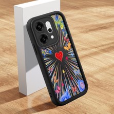 HONTINGA Oppo Reno 14 Pro 5g ile Uyumlu Kılıfı Düşüme Önleyici Basitlik Anti Düşme Kamera Korumali Şirin Kedi Kalp Siyah Desen Yumuşak Silikon Telefon Kılıfı Kadın ve Erkek Için Uygundur K2-0413