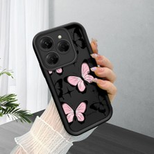 HONTINGA Tecno Spark 20 Pro ile Uyumlu Kılıfı Düşüme Önleyici Basitlik Anti Düşme Kamera Korumali Kelebek Siyah Desen Yumuşak Silikon Telefon Kılıfı Kadın ve Erkek Için Uygundur K2-0411