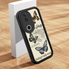 HONTINGA Vivo V50 ile Uyumlu Kılıfı Düşüme Önleyici Basitlik Anti Düşme Kamera Korumali Şirin Kedi Kelebek Siyah Desen Yumuşak Silikon Telefon Kılıfı Kadın ve Erkek Için Uygundur K2-0412