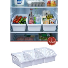 Flora 3 Adet Büyük Buzdolabı Düzenleyici, Mutfak Banyo Meyve Gıda Dolap Içi Organizer Sepet (25X30X13CM)