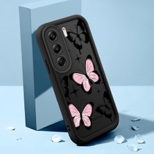 HONTINGA Tecno Camon 40 Pro 5g ile Uyumlu Kılıfı Düşüme Önleyici Basitlik Anti Düşme Kamera Korumali Şirin Kedi Kelebek Siyah Desen Yumuşak Silikon Telefon Kılıfı Kadın ve Erkek Için Uygundur K2-0411