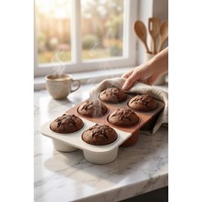 Evle 6'lı Derin Silikon Muffin ve Cupcake Kalıbı