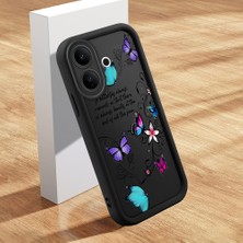 HONTINGA Vıvo V60 Lite ile Uyumlu Kılıfı Düşüme Önleyici Basitlik Anti Düşme Kamera Korumali Şirin Kedi Kelebek Siyah Desen Yumuşak Silikon Telefon Kılıfı Kadın ve Erkek Için Uygundur K2-0411
