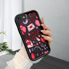 HONTINGA iPhone Se 2020 ile Uyumlu Kılıfı Düşüme Önleyici Basitlik Anti Düşme Kamera Korumali Kalp Siyah Desen Yumuşak Silikon Telefon Kılıfı Kadın ve Erkek Için Uygundur K2-0410