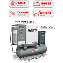 GAP Kompresör Hava Kompresörü Depo Üstü Vidalı 20HP 500LT GPV-20A