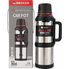 4 Litre Dev Termos 48 Saat Sıcak & Soğuk | Çift Bardaklı Paslanmaz Çelik Vakumlu Termos (Kamp, Seyahat, Araç Için)