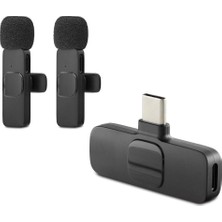 Pileli Store Pilelistore Kablosuz Çift Mikrofon Type-C Siyah HDX2788