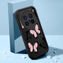 HONTINGA Vivo X200 Pro ile Uyumlu Kılıfı Düşüme Önleyici Basitlik Anti Düşme Kamera Korumali Şirin Kedi Kelebek Siyah Desen Yumuşak Silikon Telefon Kılıfı Kadın ve Erkek Için Uygundur K2-0411