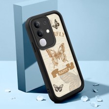 HONTINGA Vivo Y29 ile Uyumlu Kılıfı Düşüme Önleyici Basitlik Anti Düşme Kamera Korumali Şirin Kedi Kelebek Siyah Desen Yumuşak Silikon Telefon Kılıfı Kadın ve Erkek Için Uygundur K2-0412