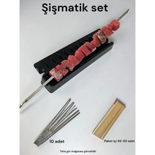 Campout Şişmatik Şiş Kebap Kalıbı Et Tavuk Ciğermatik Aparatı 10AD Galvaniz, Şiş 45AD Tahta Şiş
