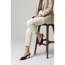 Ziya, Kadın Hakiki Deri Topuklu Terlik 1611059Z1409 Kahve