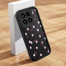 HONTINGA Xiaomi 15 5g ile Uyumlu Kılıfı Düşüme Önleyici Basitlik Anti Düşme Kamera Korumali Şirin Kedi Çiçekler Siyah Desen Yumuşak Silikon Telefon Kılıfı Kadın ve Erkek Için Uygundur K2-0417
