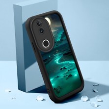 HONTINGA Vivo V50 ile Uyumlu Kılıfı Düşüme Önleyici Basitlik Anti Düşme Kamera Korumali Şirin Kedi Manzara Siyah Desen Yumuşak Silikon Telefon Kılıfı Kadın ve Erkek Için Uygundur K2-0416