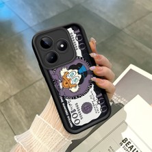 HONTINGA Realme Note 50 ile Uyumlu Kılıfı Düşüme Önleyici Basitlik Anti Düşme Kamera Korumali Yaratıcı Siyah Desen Yumuşak Silikon Telefon Kılıfı Kadın ve Erkek Için Uygundur K2-0415