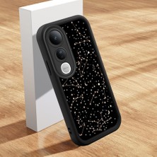 HONTINGA Vivo V50 Lite ile Uyumlu Kılıfı Düşüme Önleyici Basitlik Anti Düşme Kamera Korumali Şirin Kedi Manzara Siyah Desen Yumuşak Silikon Telefon Kılıfı Kadın ve Erkek Için Uygundur K2-0416