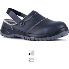 Mekap Pro Slipper 210-02 S1 Src Lacivert Mikrofiber Deri Çelik Burun Sabo Iş Terlik Sandalet