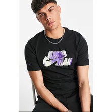 Nike Air Jordan Jumpman Ss Crew Mens Tee Grafik Baskılı Erkek Günlük Tişört Siyah